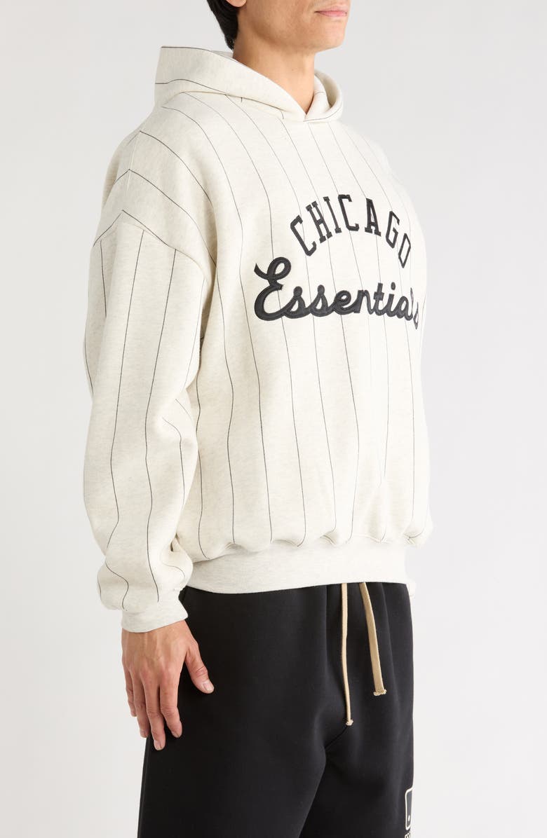 Fear of God Essentials x MLB White Sox Sport Cotton Blend Graphic Hoodie, Alternate, color, Oatmeal Heather/ Black Stripe