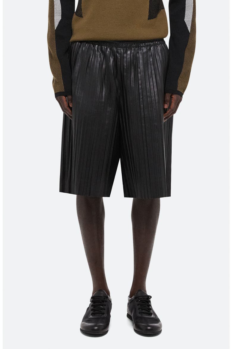 Pleated Leather Shorts, Main, color, BLACK - 001