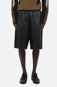 Helmut Lang Pleated Leather Shorts