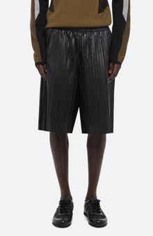 Helmut Lang Pleated Leather Shorts