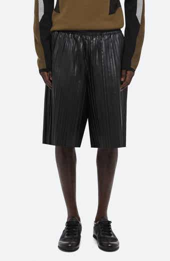 Helmut Lang Pleated Leather Shorts