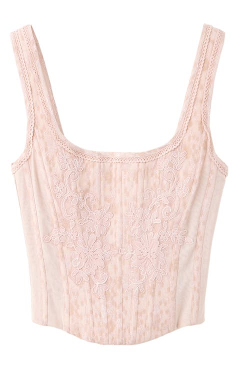 Floral Jacquard Corset Top