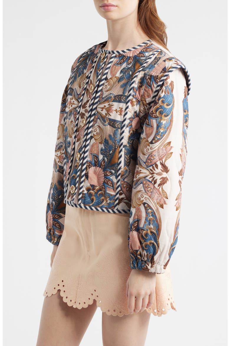 Sea Garden Print Button Front Jacket, Alternate, color, SEA GARDEN SCARF SOF