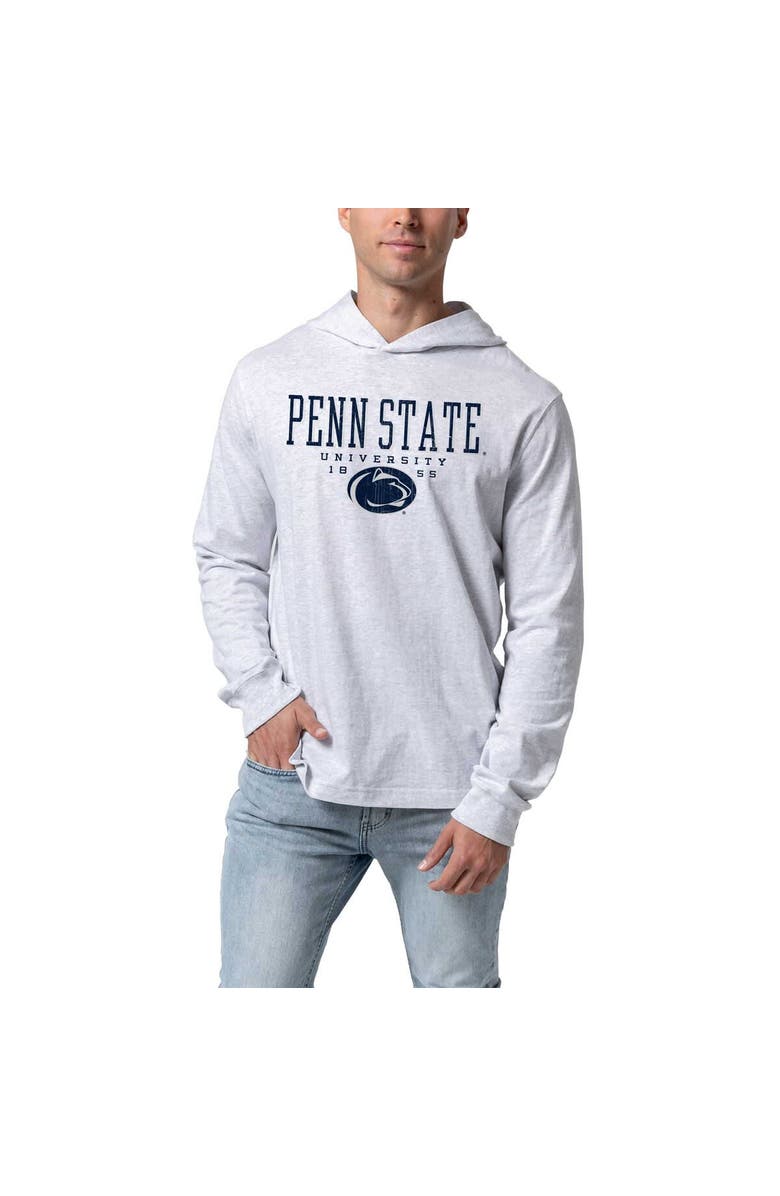 LEAGUE COLLEGIATE WEAR Men's League Collegiate Wear Ash Penn State Nittany Lions Team Stack Tumble Long Sleeve Hooded T-Shirt, Alternate, color, Ash