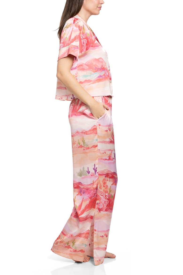 Print Satin Pajamas, Alternate, color, PINK
