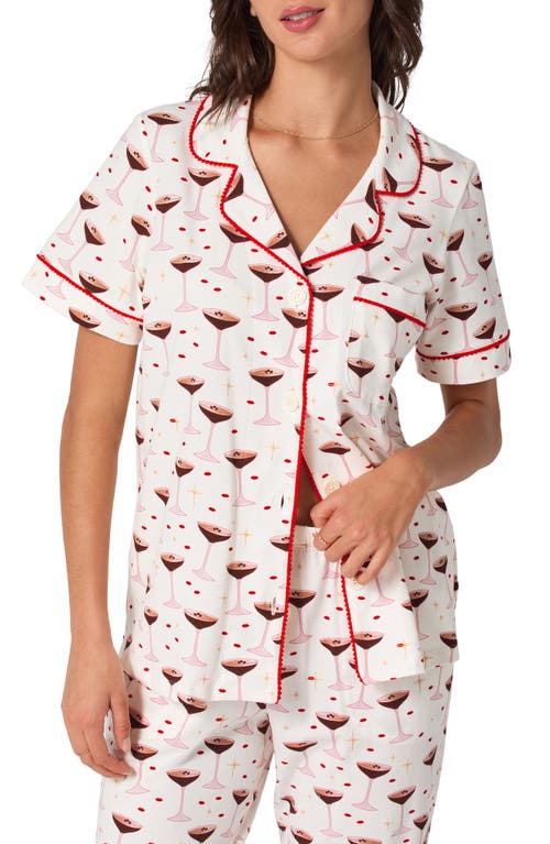 Bedhead Pajamas Print Stretch Organic Cotton Crop Pajamas In White