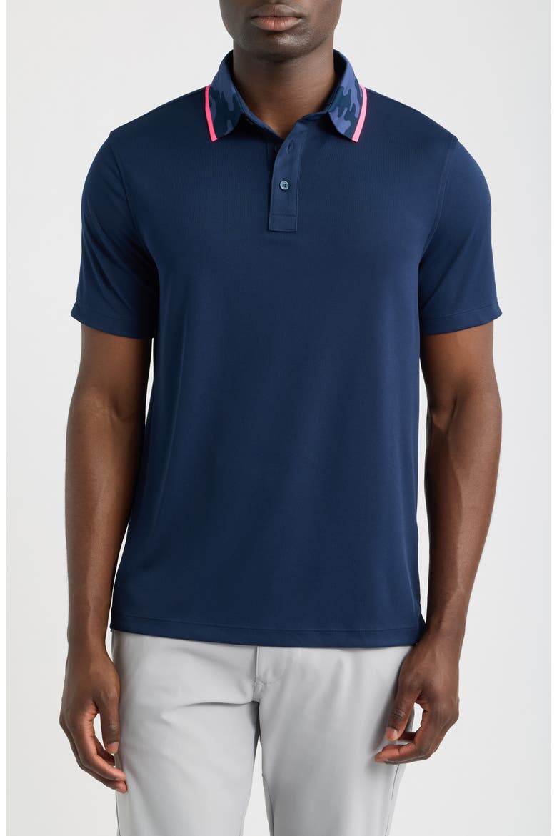 Camo Collar Performance Piqué Polo, Main, color, TWILIGHT
