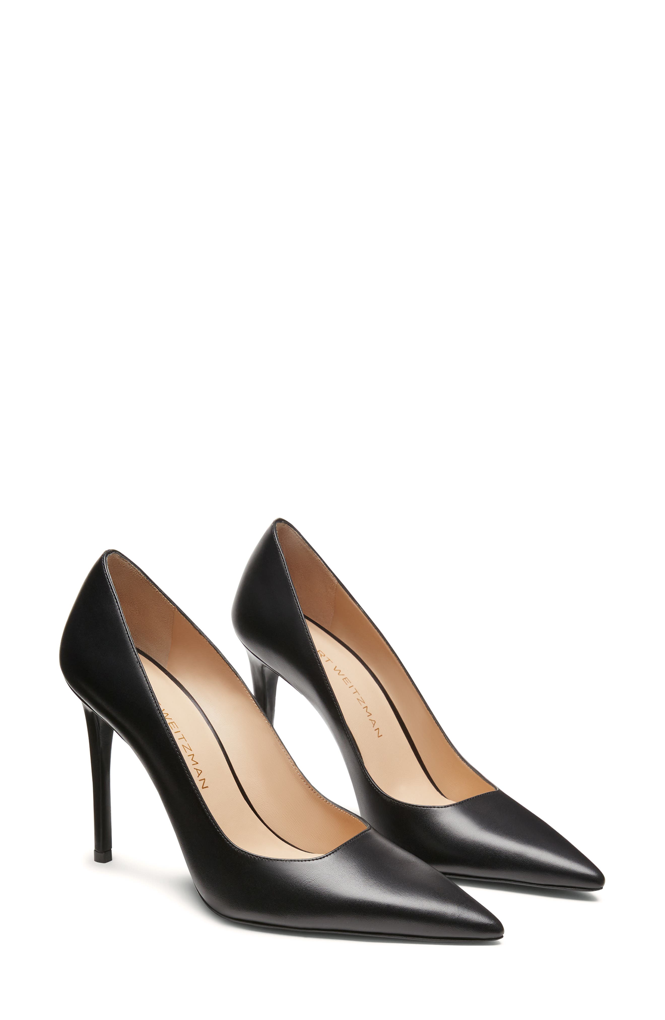 Stuart Weitzman Stuart Power 100 Pointed Toe Pump, Main, color, Black