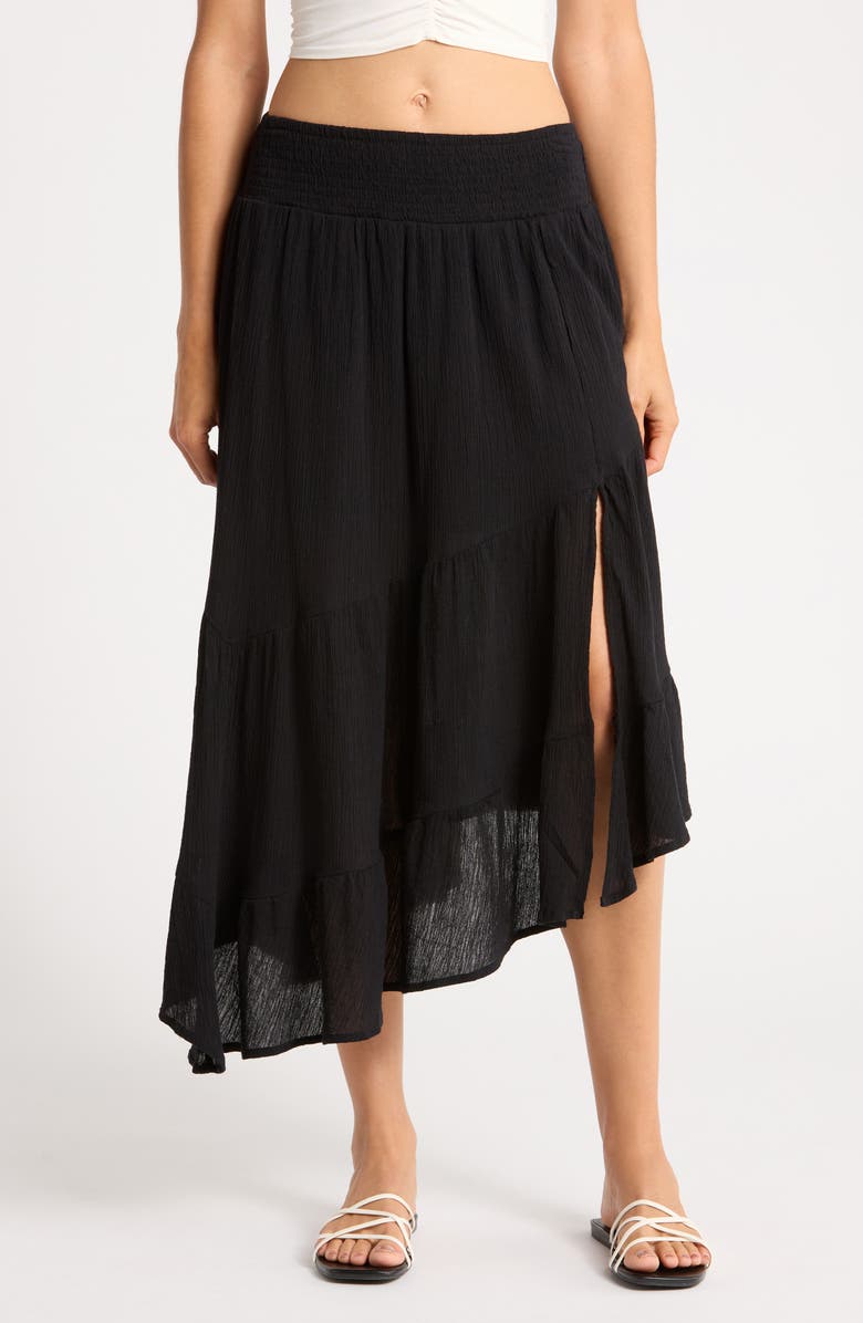 Abound Tiered Asymmetric Skirt, Main, color, Black