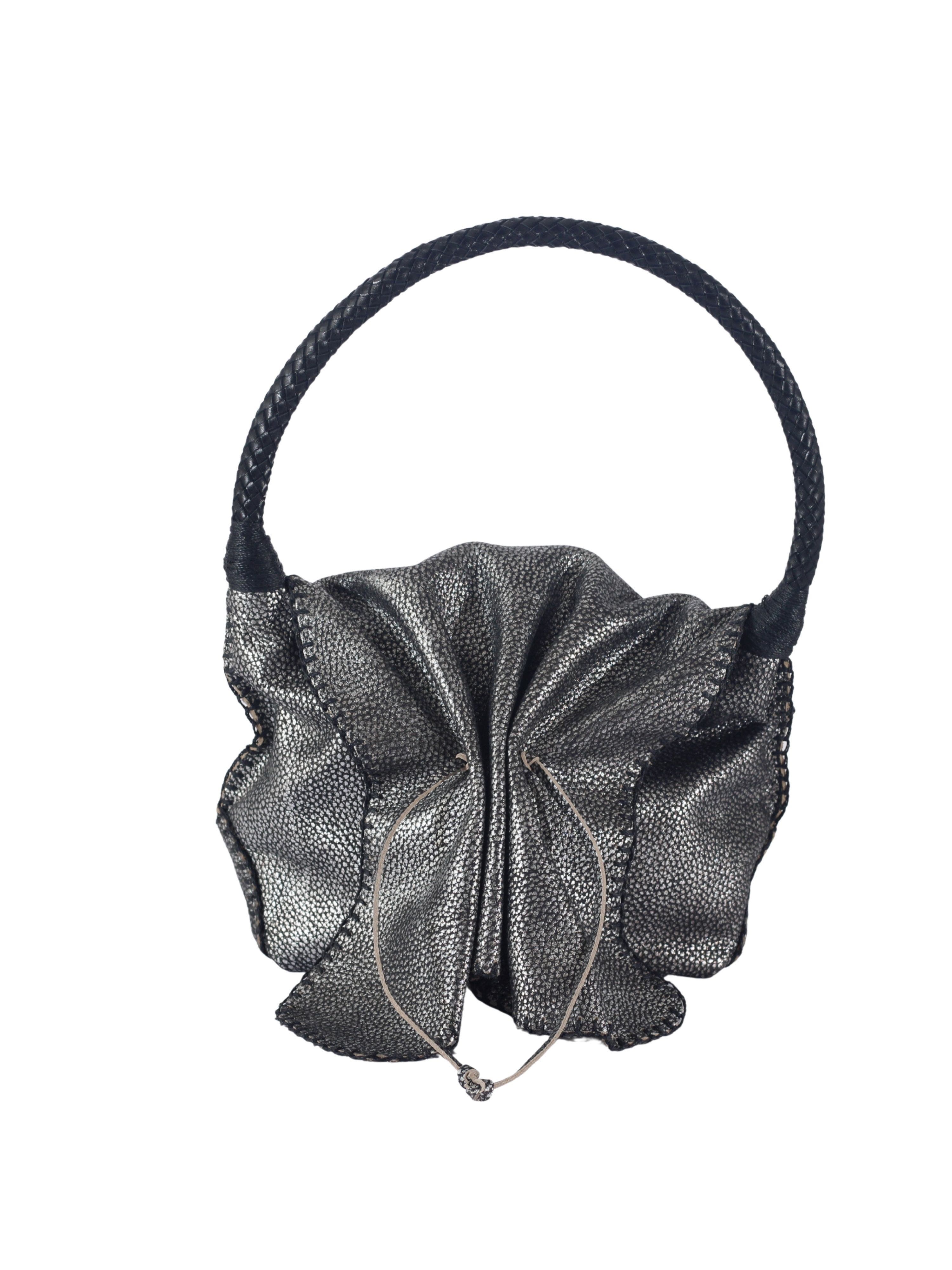 Carlos Falchi Shoulder Butterfly Top Grain Leather Bag, Main, color, Roman Chrome