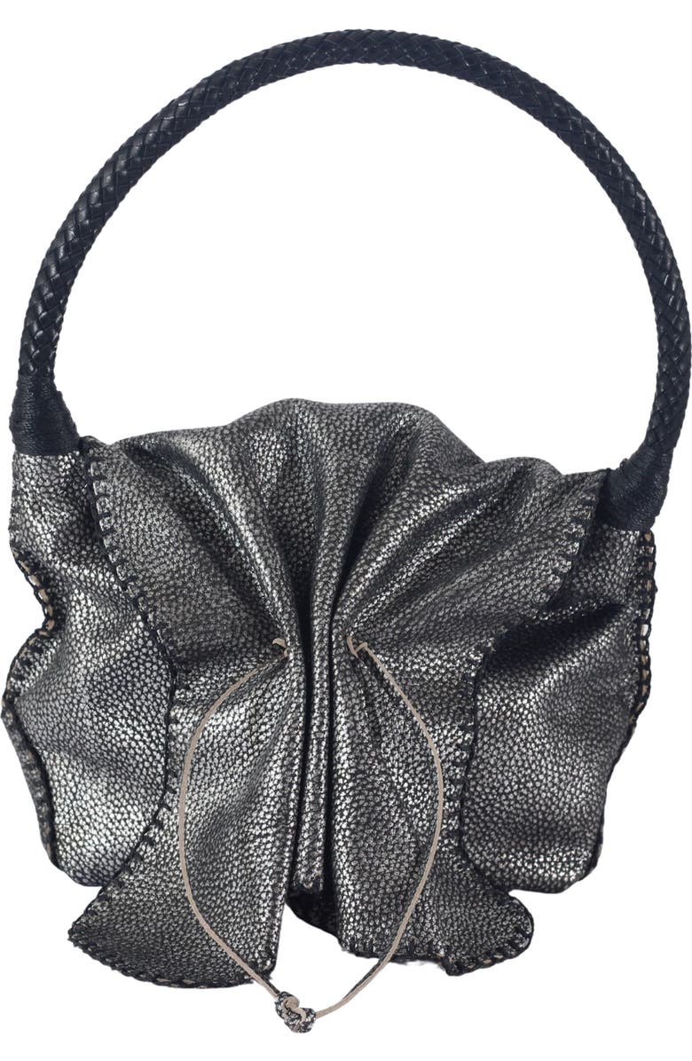 Carlos Falchi Shoulder Butterfly Top Grain Leather Bag, Main, color, Roman Chrome