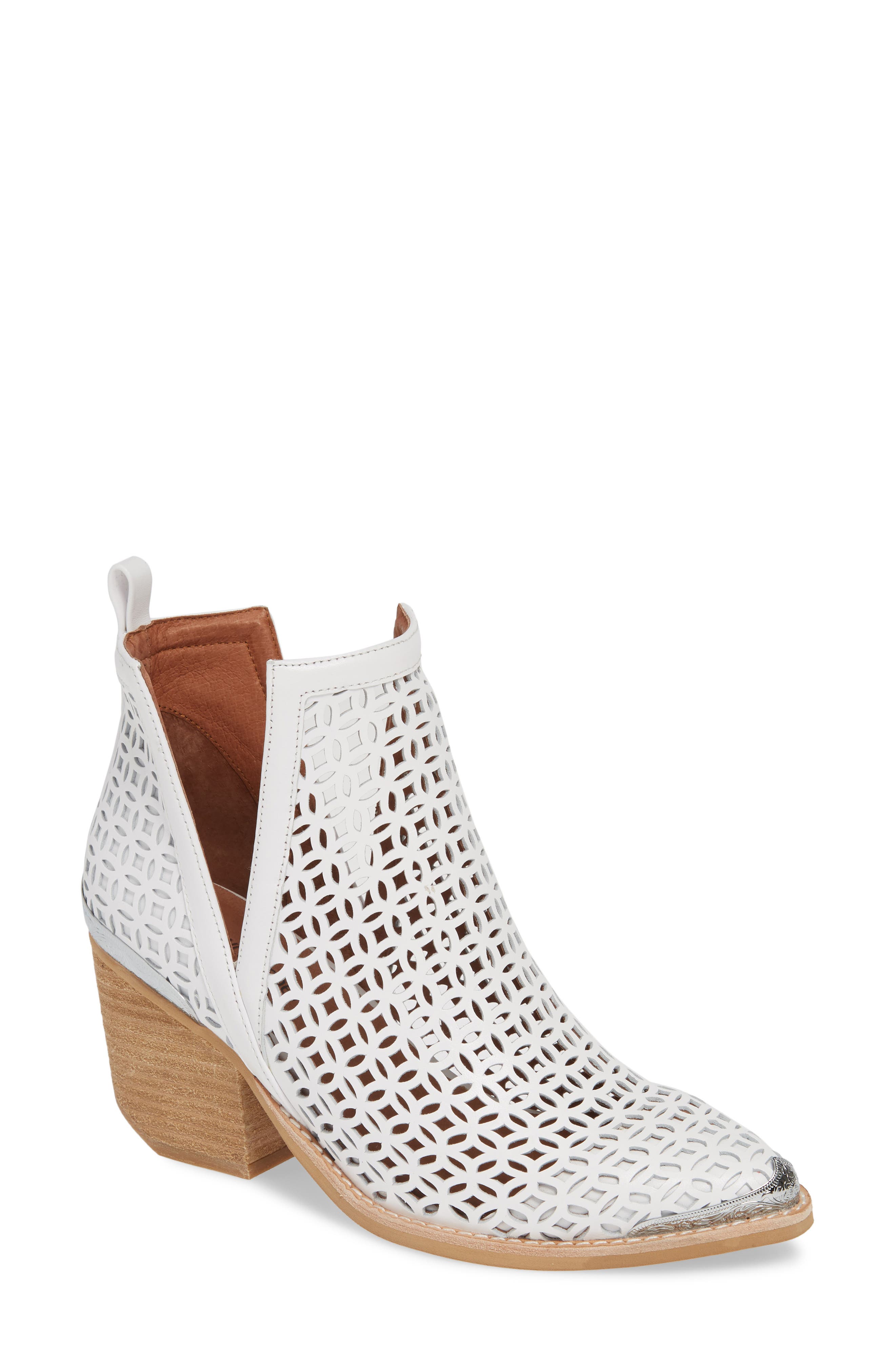Cromwell-C2 Perforated Bootie, Main, color, WHITE LEATHER