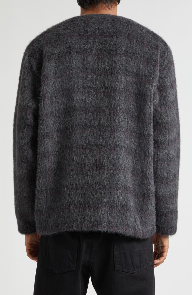 OUR LEGACY Fuzzy Check Wool & Alpaca Blend Cardigan, Alternate, color, Fuzzed Plum Check Hairy Wool