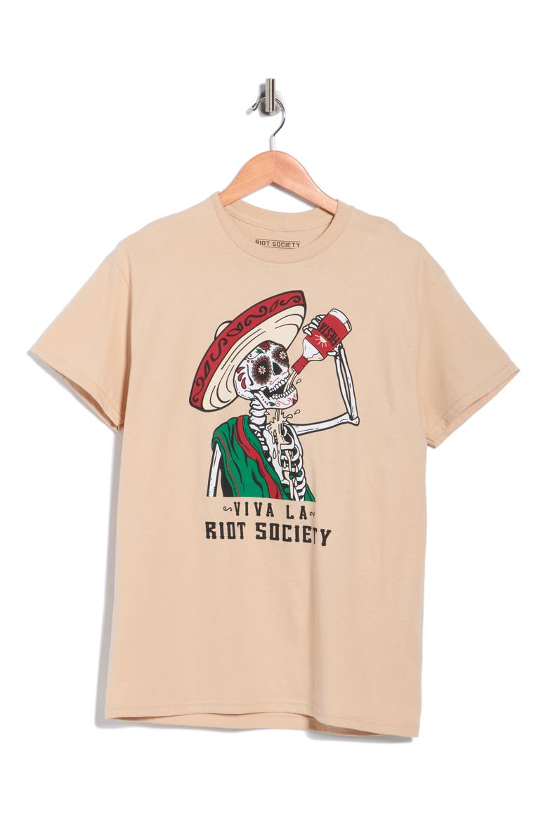 Viva La Riot Graphic T-Shirt, Alternate, color, CREAM