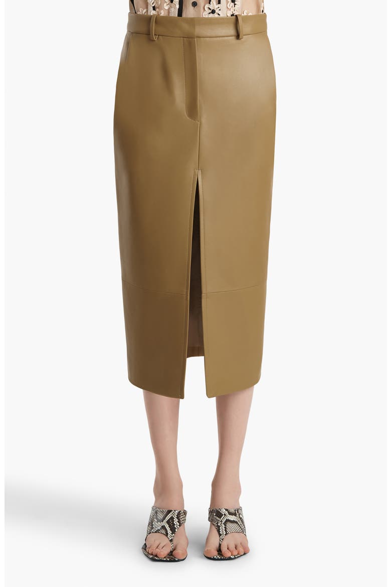 Anden Pleated Lambskin Leather Pencil Skirt, Main, color, GOLDEN OCHRE