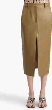 Khaite Anden Pleated Lambskin Leather Pencil Skirt