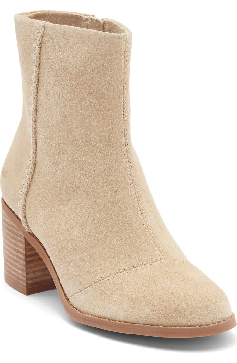TOMS Evelyn Bootie, Main, color, Oatmeal Suede/ Deco Stitch