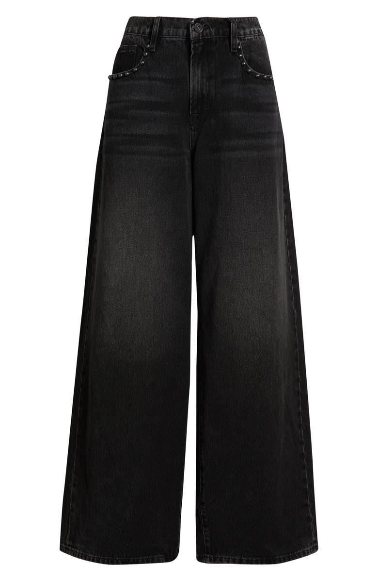 HIDDEN JEANS Studded High Waist Baggy Wide Leg Jeans, Alternate, color, Black