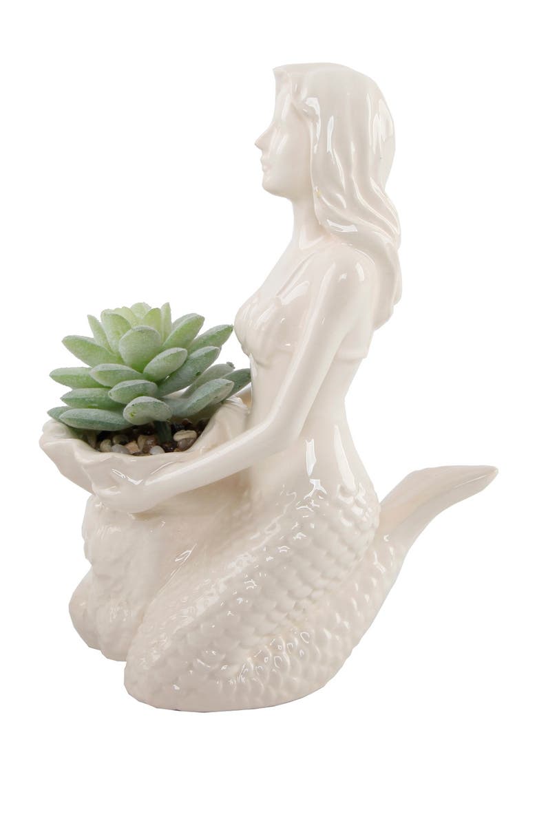 FLORA BUNDA White Faux Mermaid Succulent Planter, Alternate, color, 