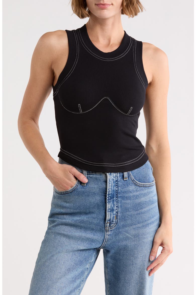 TANK BUST DETAIL TOP, Main, color, BLACK