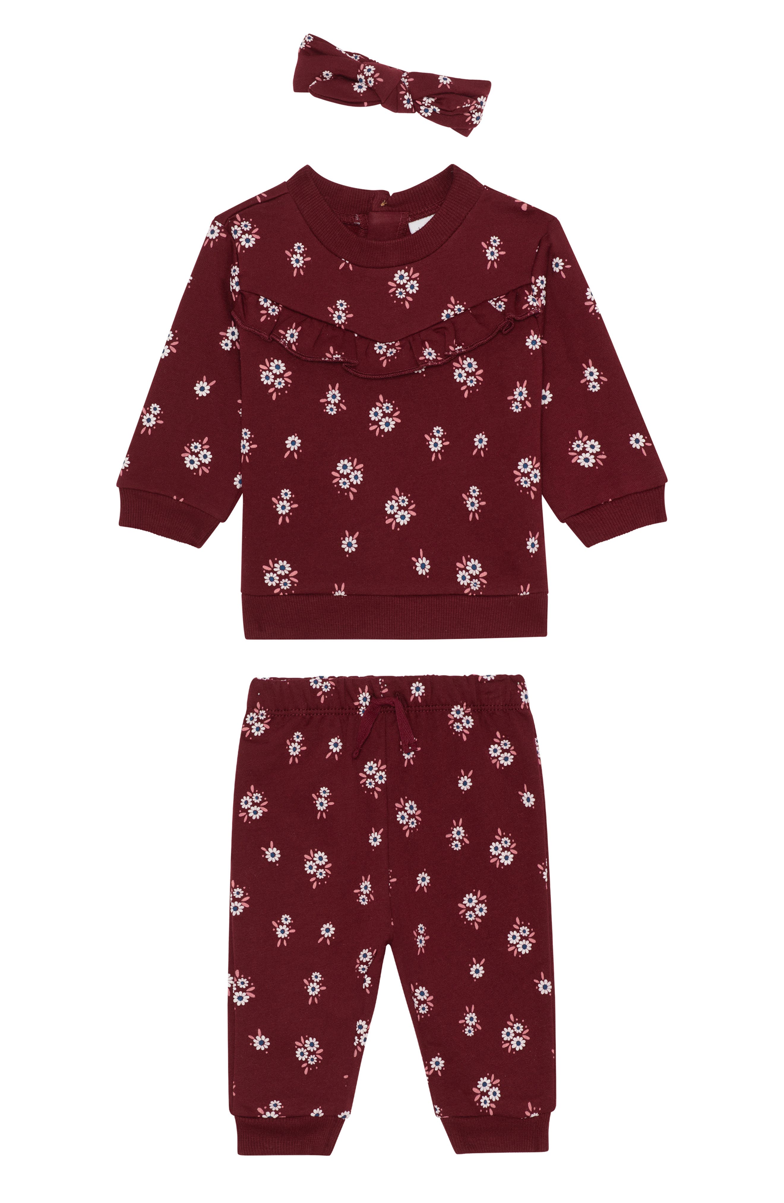 PL Baby by Petit Lem Fleece Sweatshirt, Joggers & Headband Set