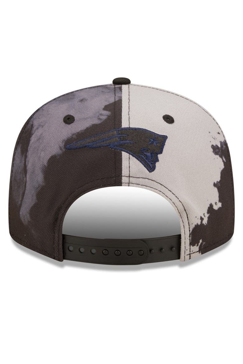 Men's New Era Black New England Patriots Ink Dye 2022 Sideline 9FIFTY Snapback Hat, Alternate, color, Black