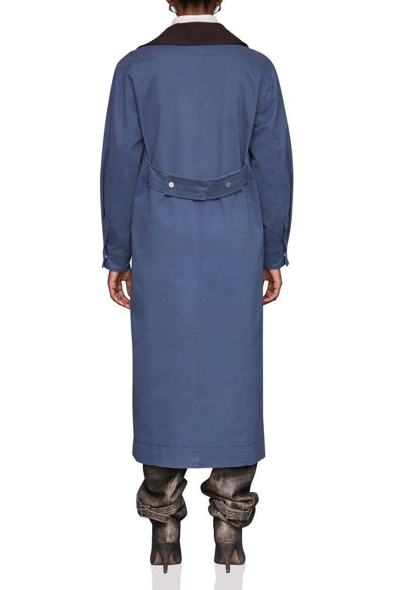 Asymmetric Stretch Cotton Long Coat, Alternate, color, MIDNIGHT