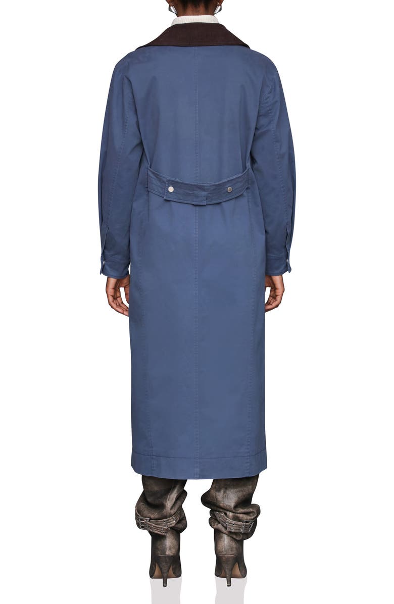 Avec Les Filles Asymmetric Stretch Cotton Long Coat, Alternate, color, Midnight