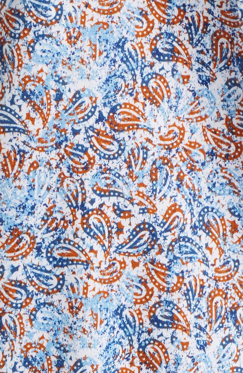 Johnston & Murphy Logan Print Button-Up Shirt, Alternate, color, Orange/ Navy Paisley