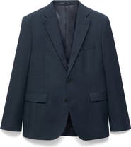 MANGO London Regular Fit Navy Blazer
