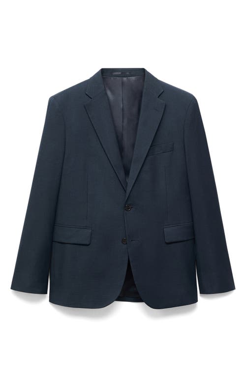 Mango London Regular Fit Navy Blazer In Blue