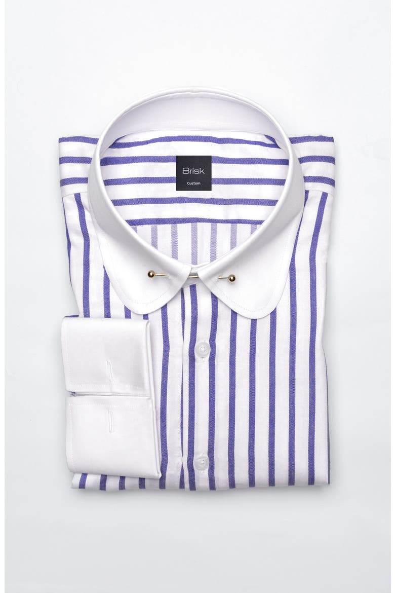 Wide Stripes Pima Cotton Dress Shirt, Main, color, Purple Stripe Club Pin