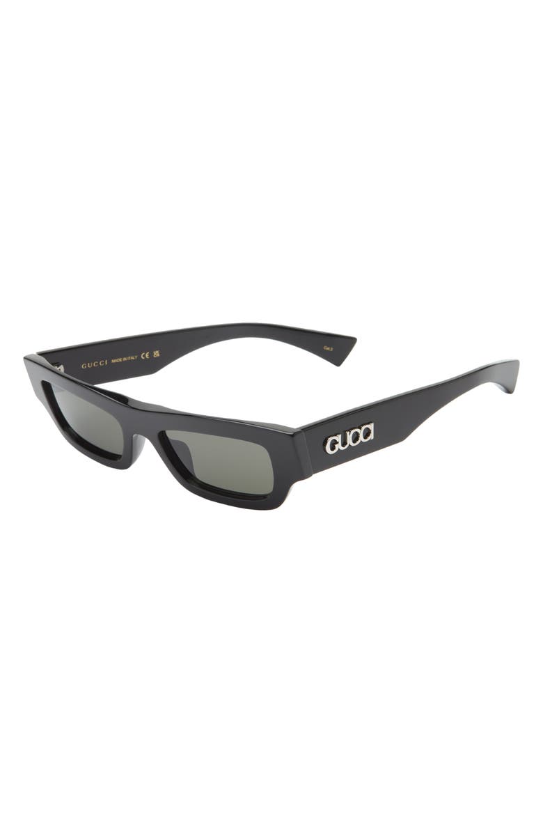 Gucci 52mm Polarized Rectangular Sunglasses, Alternate, color, Black