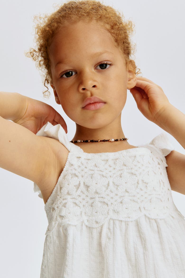 Ruffle-trimmed Cotton Top, Alternate, color, White