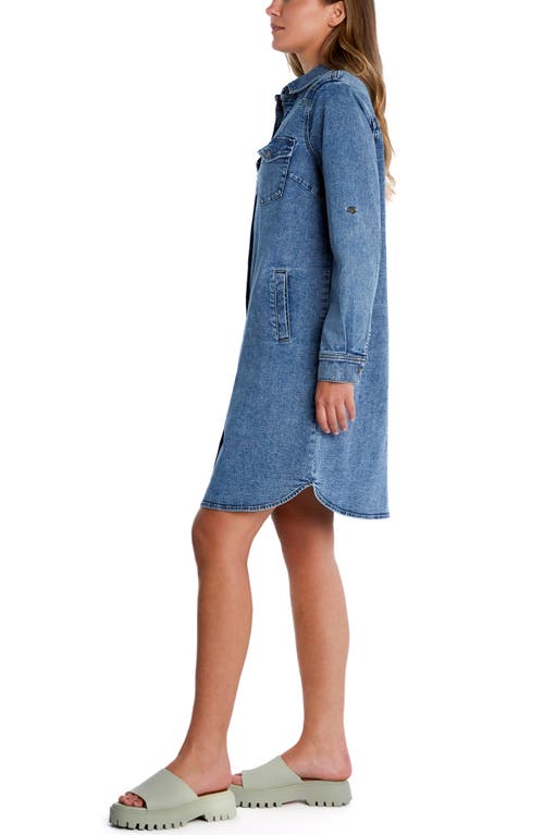 Wash Lab Denim Choice Long Sleeve Denim Shirtdress In Clear Blue