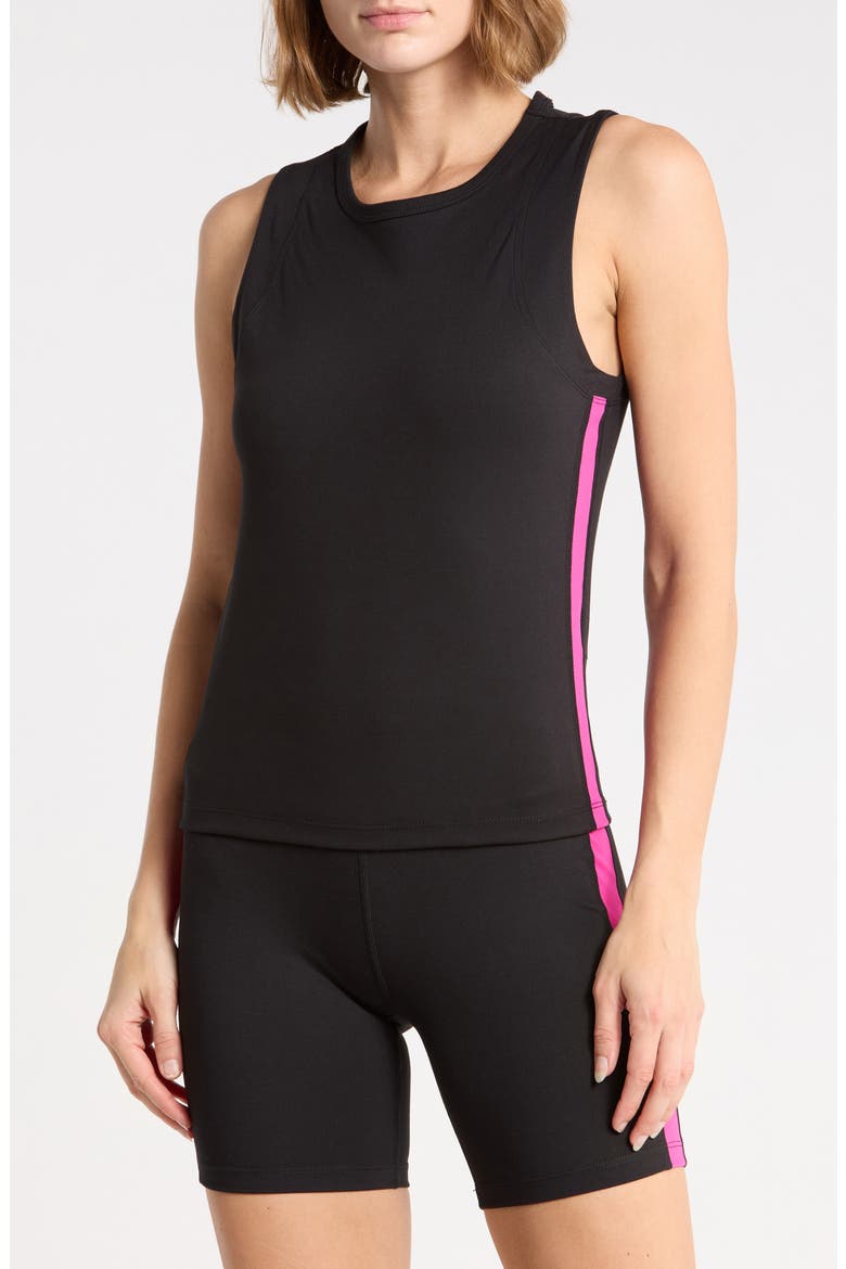 Side Stripe Crewneck Tank, Main, color, BLACK/ FEST