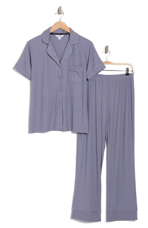 Nicole Miller Short Sleeve Notch Pajamas In Steel