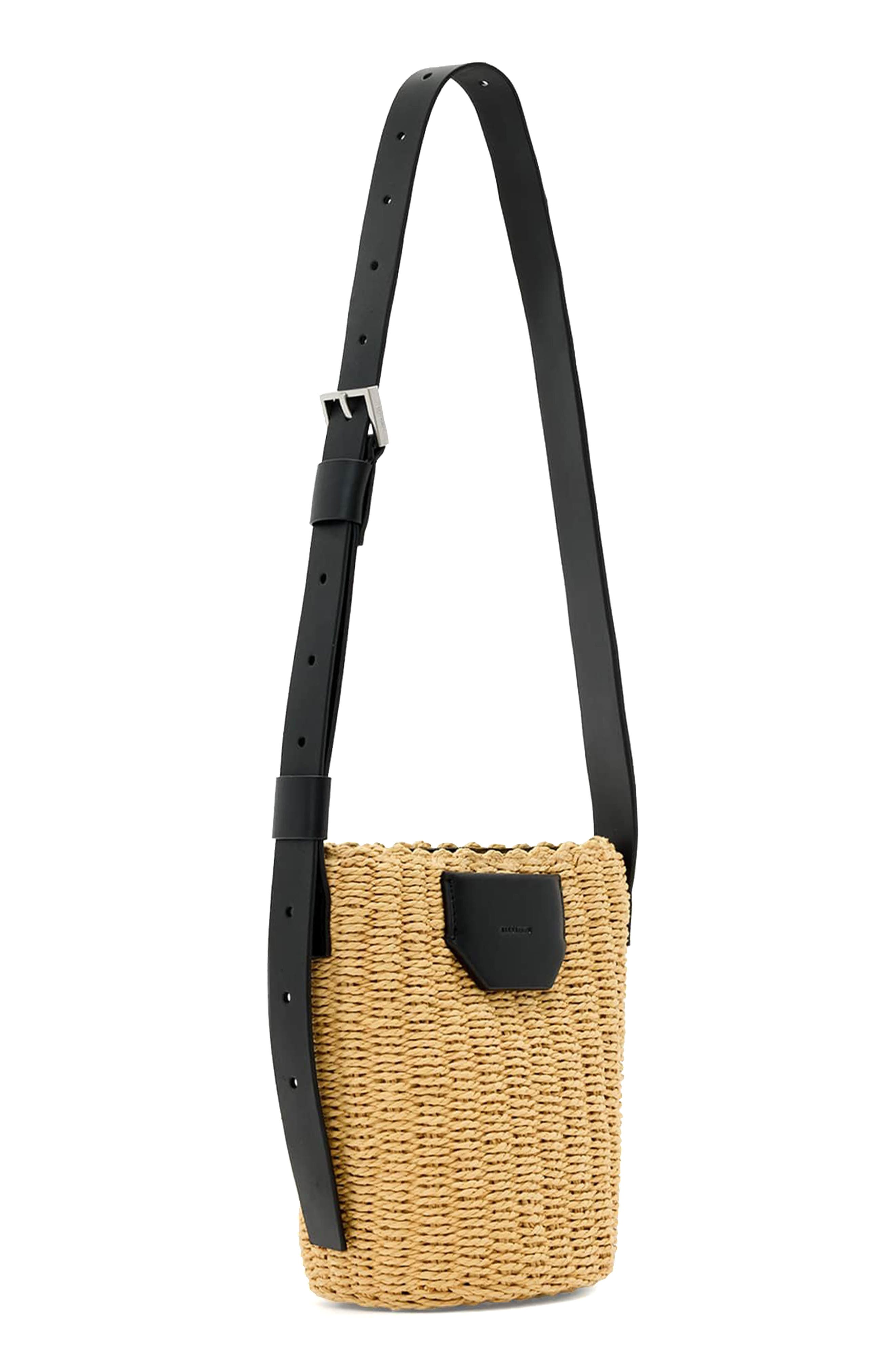 AllSaints Alba Straw Crossbody Bag, Alternate, color, Natural