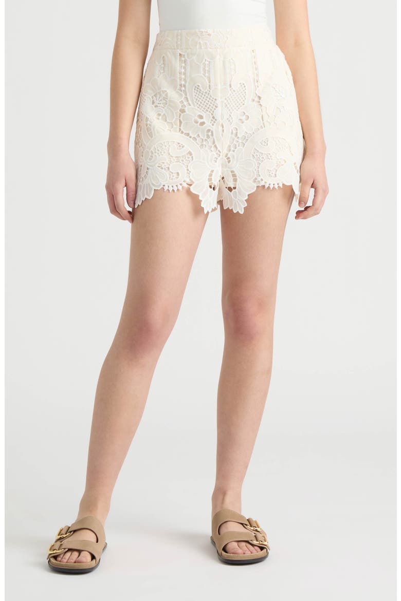 Mixed Media Lace Shorts, Main, color, VANILLA