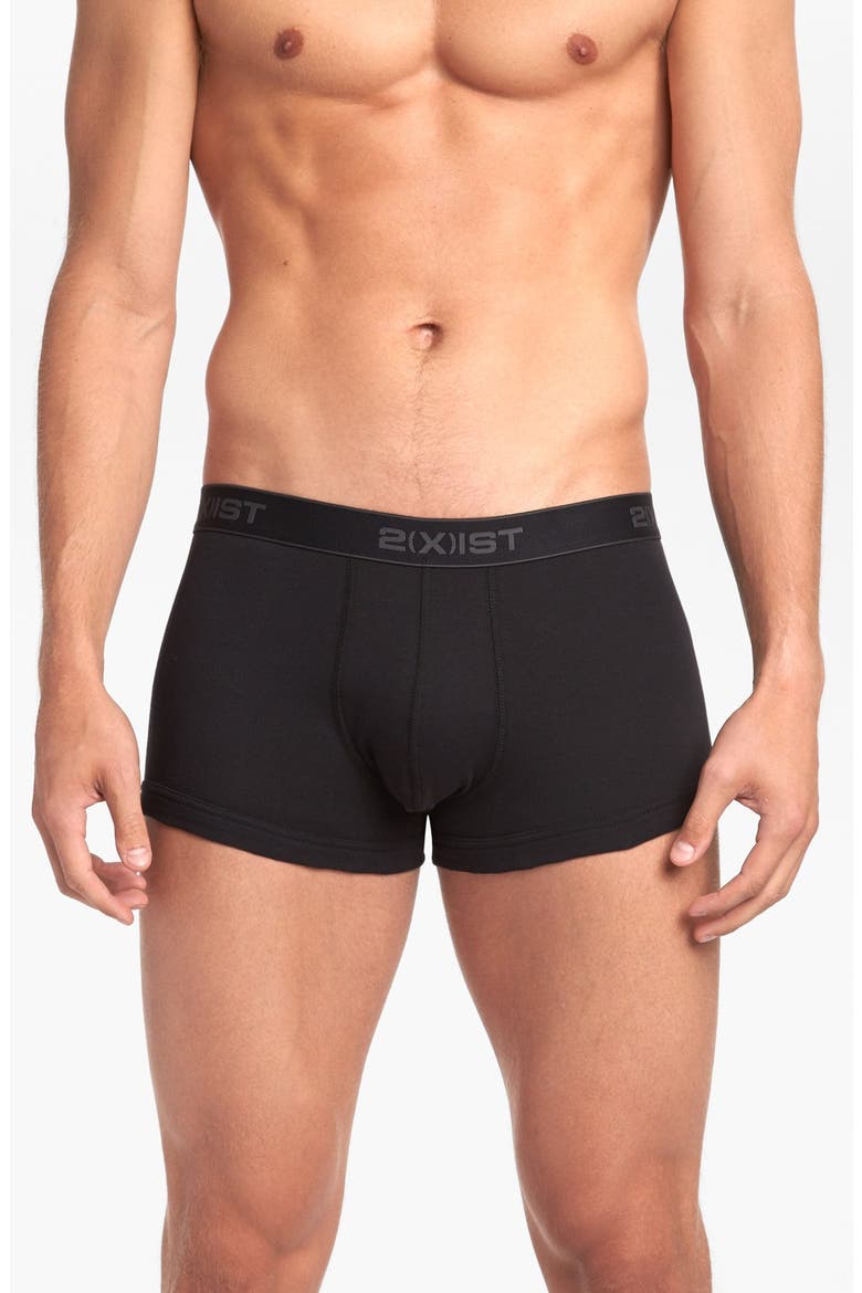 3-Pack Cotton No Show Trunks, Alternate, color, BLACK/ CHARCOAL/ RED