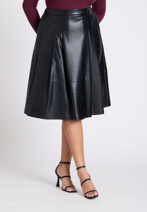 Faux Leather Full Midi Skirt (Plus)