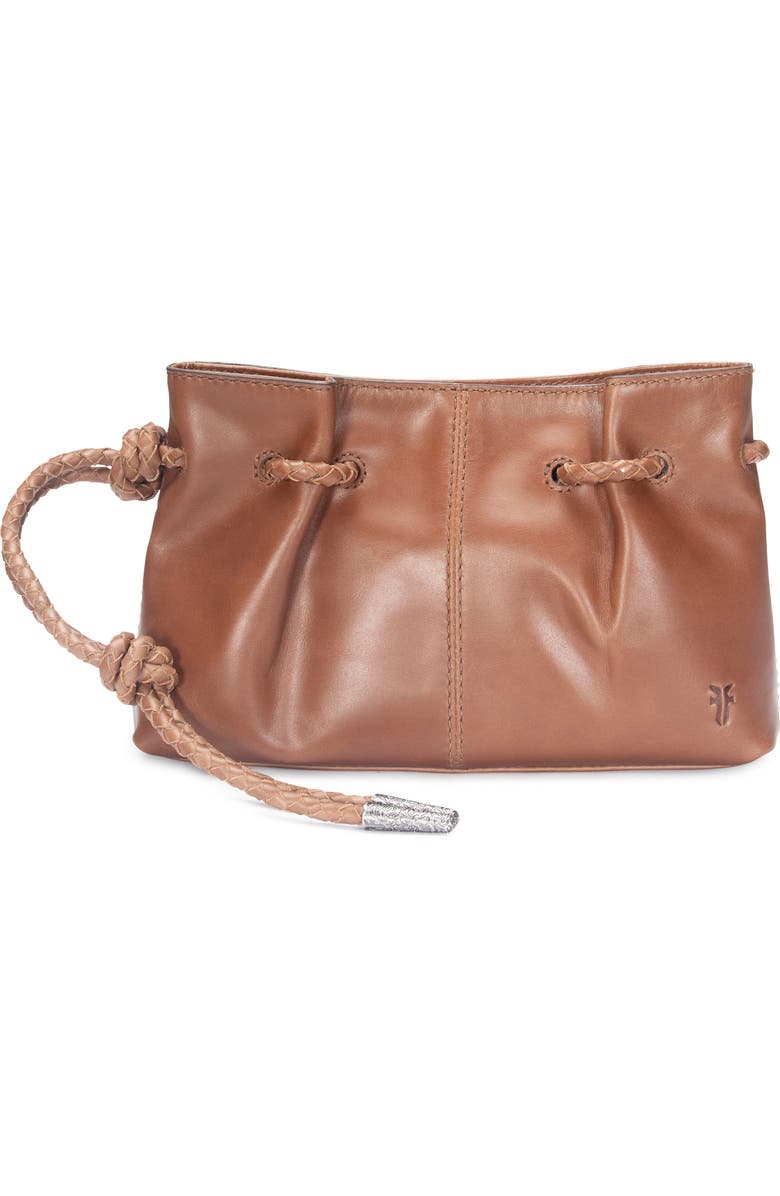 Frye Caroline Leather Wristlet Clutch, Main, color, Cognac