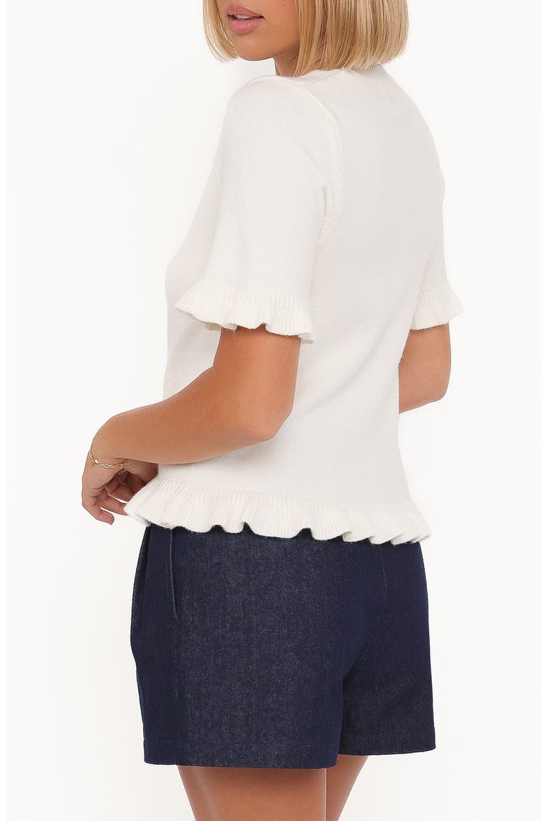 Emilie Ruffle Trim Short Sleeve Sweater, Alternate, color, CREAM