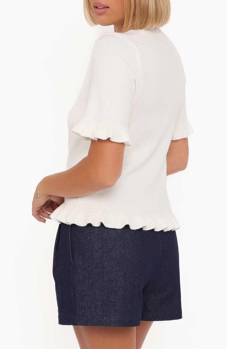 Petal & Pup Emilie Ruffle Trim Short Sleeve Sweater, Alternate, color, Cream