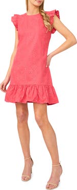 CeCe Ruffle Eyelet Cotton Dress
