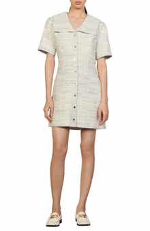 SANDRO Bethany Button Front Cotton Blend Dress