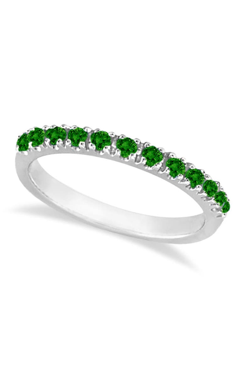 Emerald Semi-Eternity Band Stackable Ring in 14K, Main, color, 0.38ct/White Gold