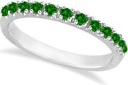 ALLUREZ Emerald Semi-Eternity Band Stackable Ring in 14K