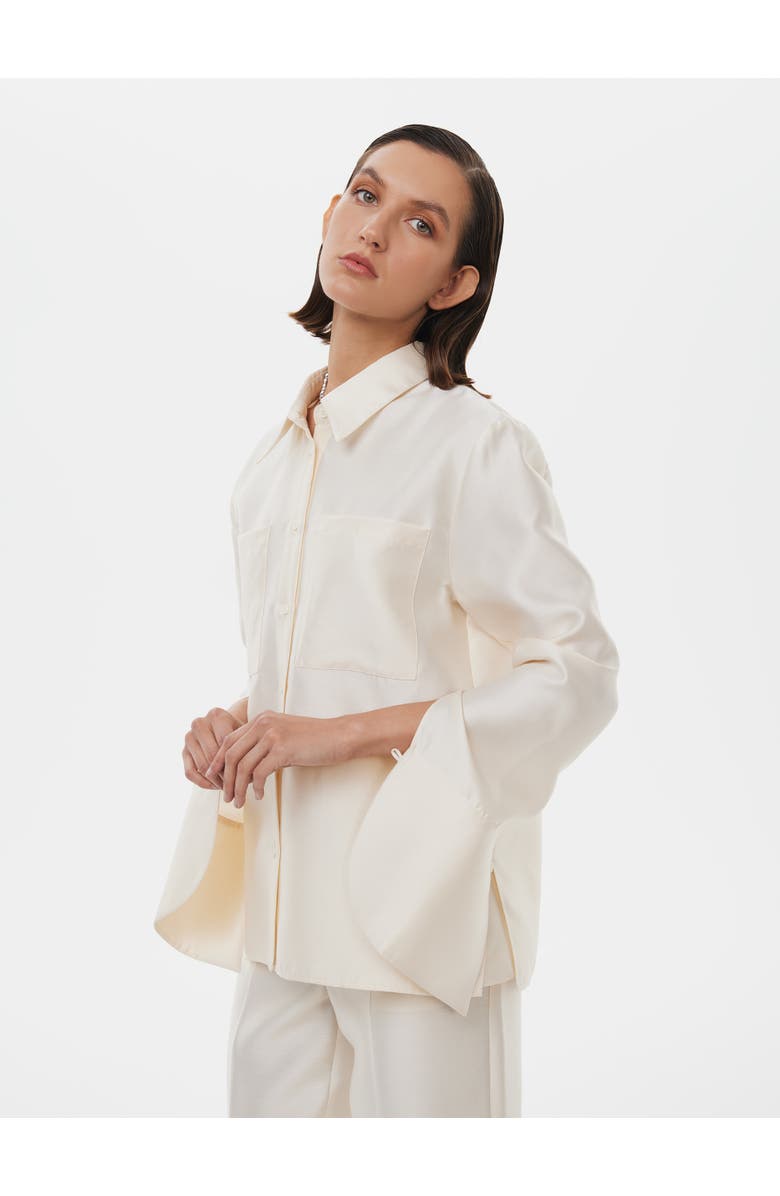 Alas Silk-Wool Blend Fitted Shirt, Alternate, color, Cream White