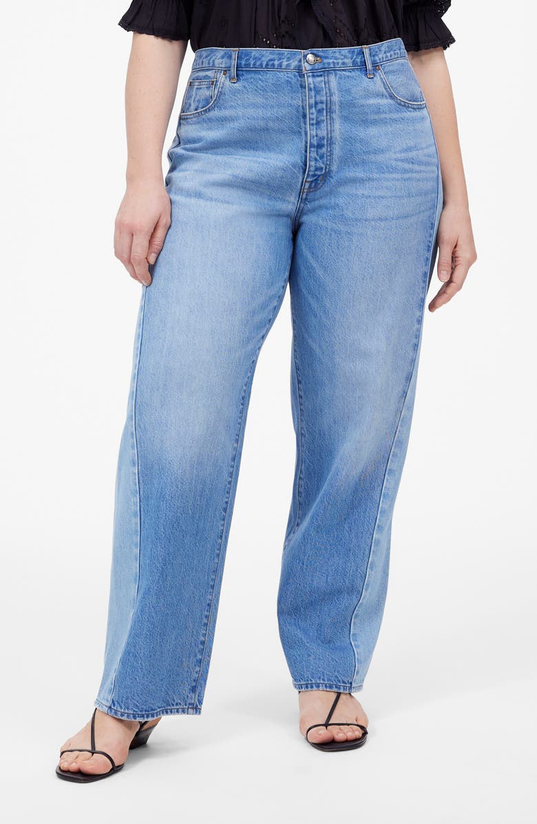 Madewell Pieced Oversize Barrel Leg Jeans, Alternate, color, Redlands Wash